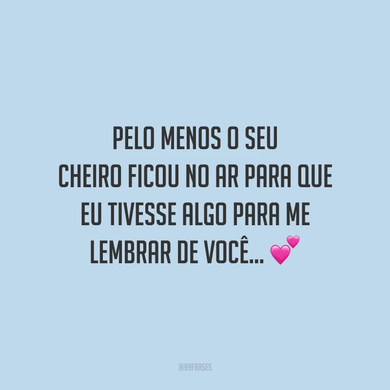 Pelo menos o seu cheiro ficou no ar para que eu tivesse algo para me lembrar de você...