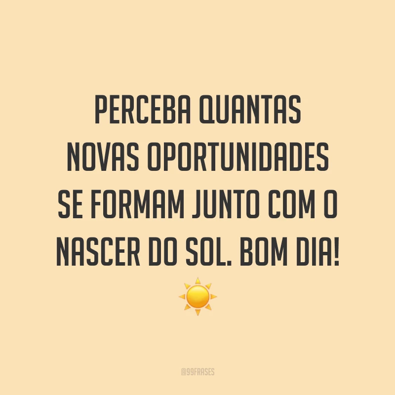 Perceba quantas novas oportunidades se formam junto com o nascer do sol. Bom dia! ☀️