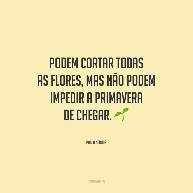 Podem cortar todas as flores, mas não podem impedir a primavera de chegar.
