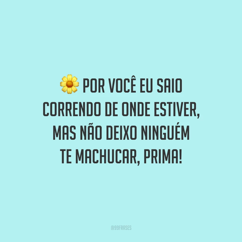 Por você eu saio correndo de onde estiver, mas não deixo ninguém te machucar, prima!