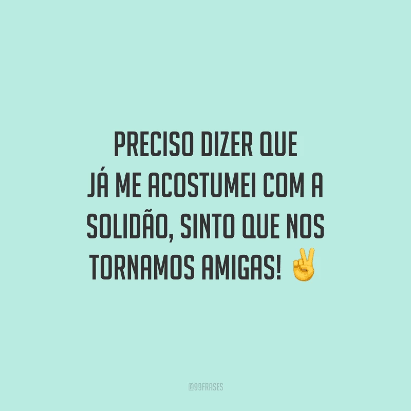 Preciso dizer que já me acostumei com a solidão, sinto que nos tornamos amigas!