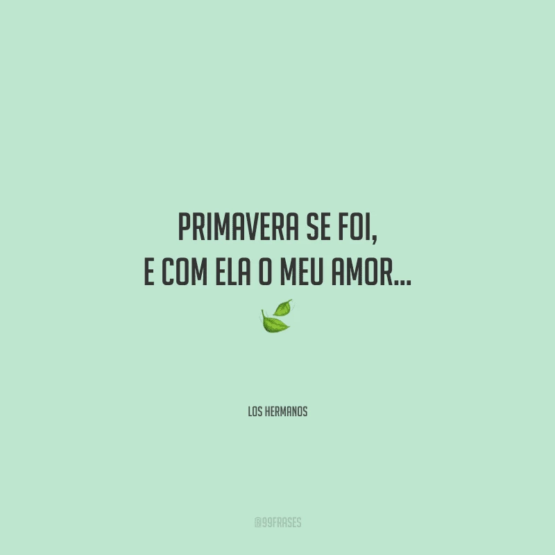 Primavera se foi, e com ela o meu amor...