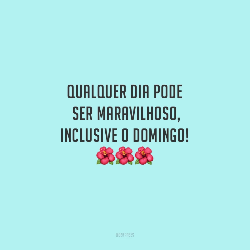 Qualquer dia pode ser maravilhoso, inclusive o domingo!