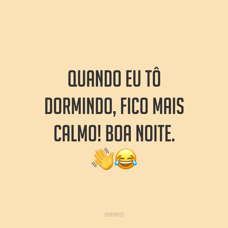 Quando eu tô dormindo, fico mais calmo! Boa noite. ??