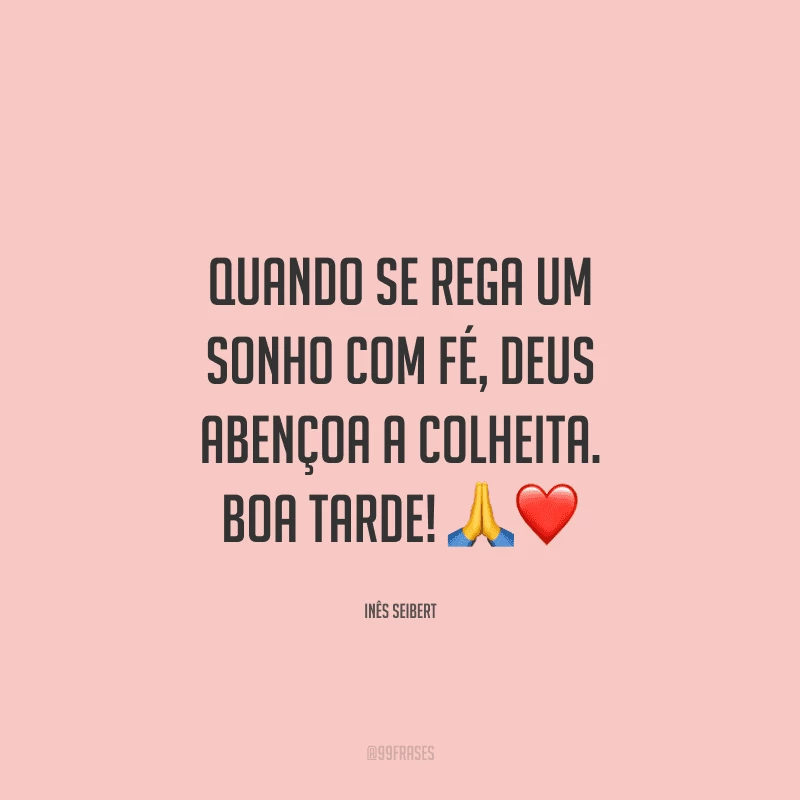 Quando se rega um sonho com fé, Deus abençoa a colheita. Boa tarde!