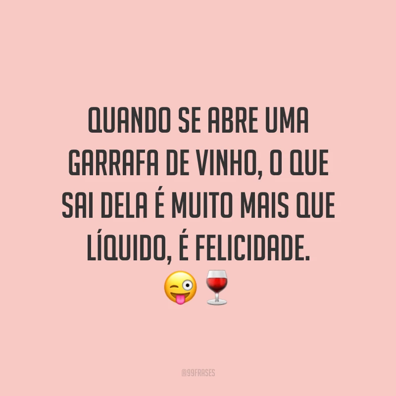 Quando se abre uma garrafa de vinho, o que sai dela é muito mais que líquido, é felicidade. 😜🍷