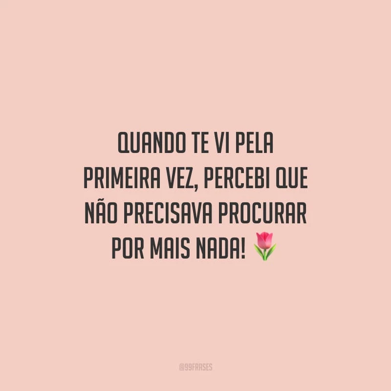 Quando te vi pela primeira vez, percebi que não precisava procurar por mais nada!