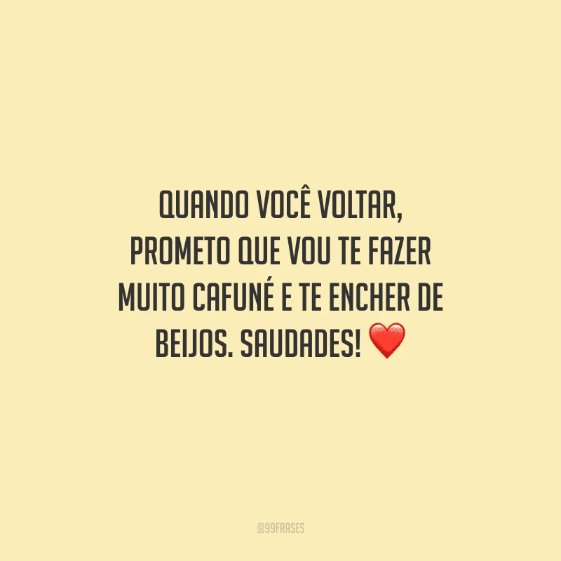 Quando você voltar, prometo que vou te fazer muito cafuné e te encher de beijos. Saudades! 