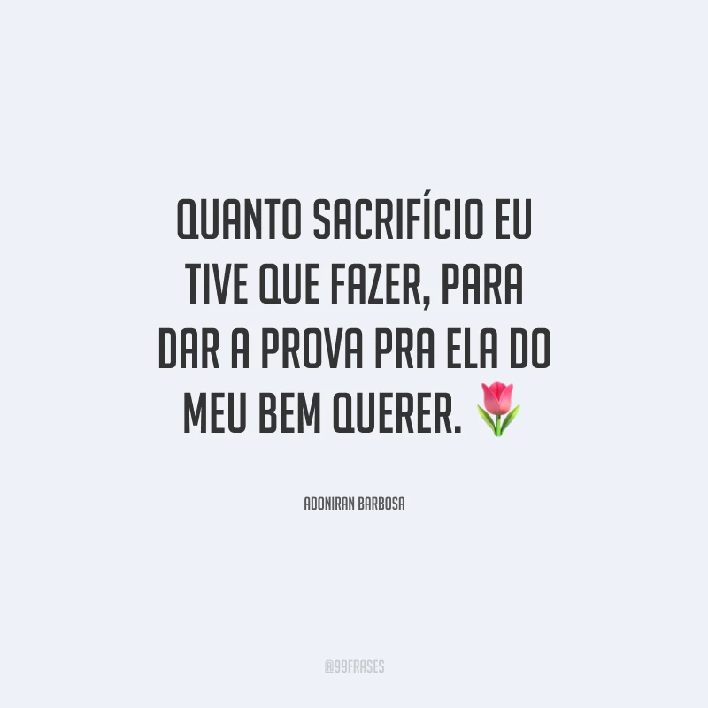Quanto sacrifício eu tive que fazer, para dar a prova pra ela do meu bem querer.