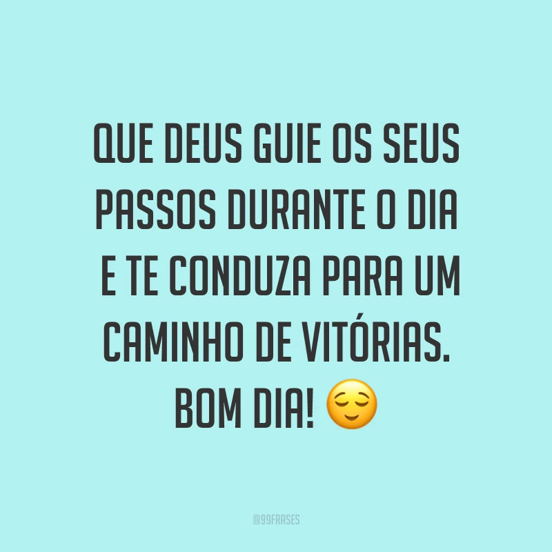 Que Deus guie os seus passos durante o dia e te conduza para um caminho de vitórias. Bom dia! ?