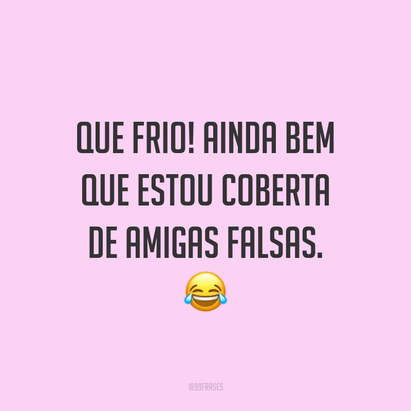 Que frio! Ainda bem que estou coberta de amigas falsas. 😂