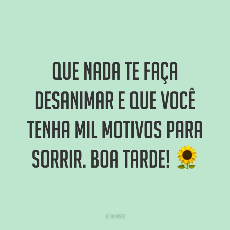 Que nada te faça desanimar e que você tenha mil motivos para sorrir. Boa tarde! 🌻