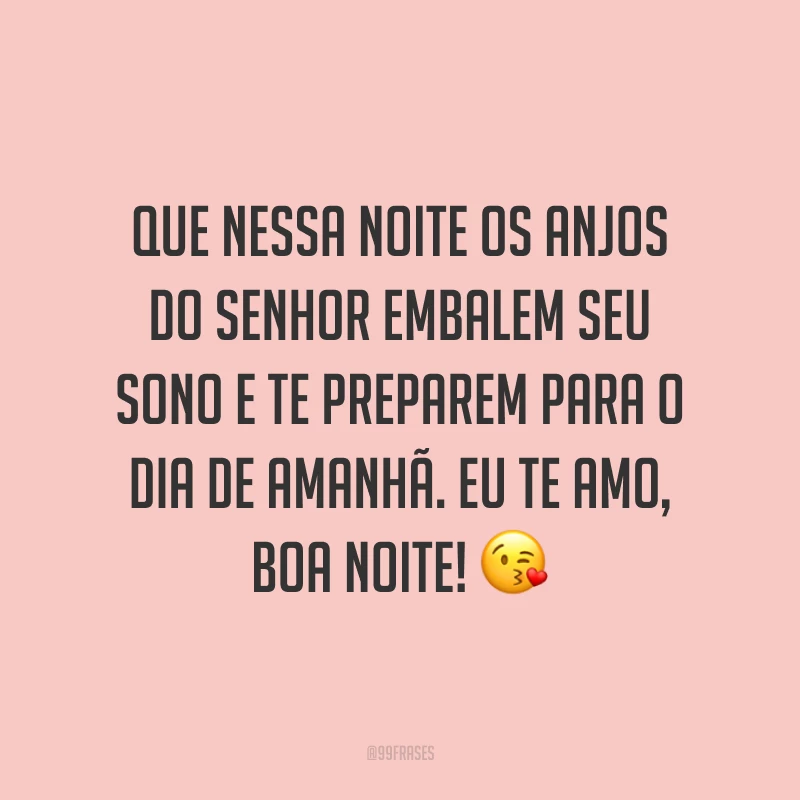 Que nessa noite os anjos do Senhor embalem seu sono e te preparem para o dia de amanhã. Eu te amo, boa noite! ?
