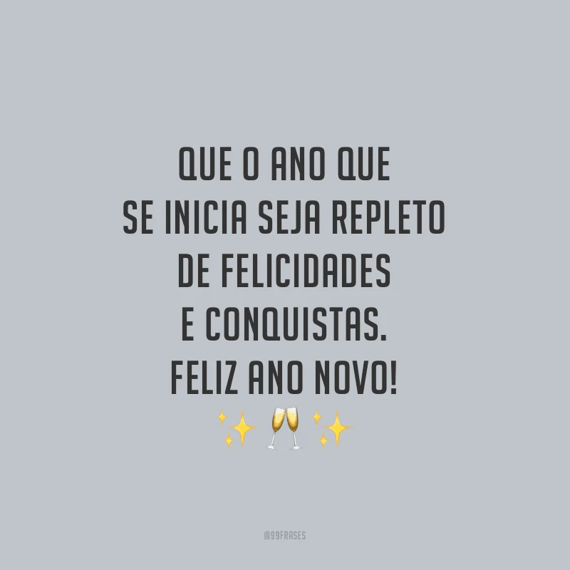 Que o ano que se inicia seja repleto de felicidades e conquistas. Feliz Ano Novo!