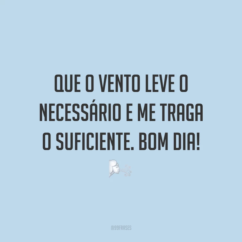 Que o vento leve o necessário e me traga o suficiente. Bom dia! ?