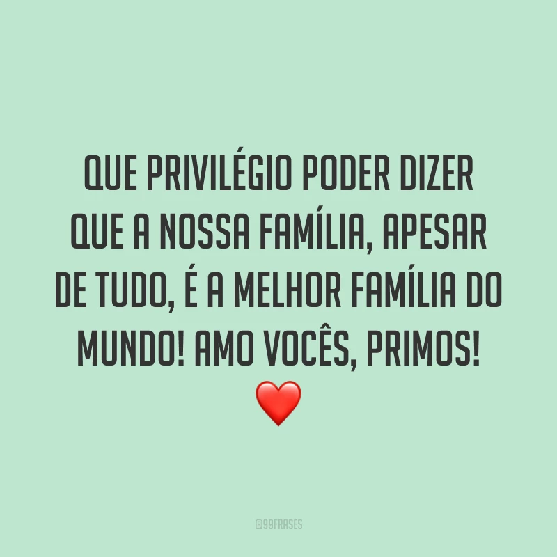 Que privilégio poder dizer que a nossa família, apesar de tudo, é a melhor família do mundo! Amo vocês, primos!
