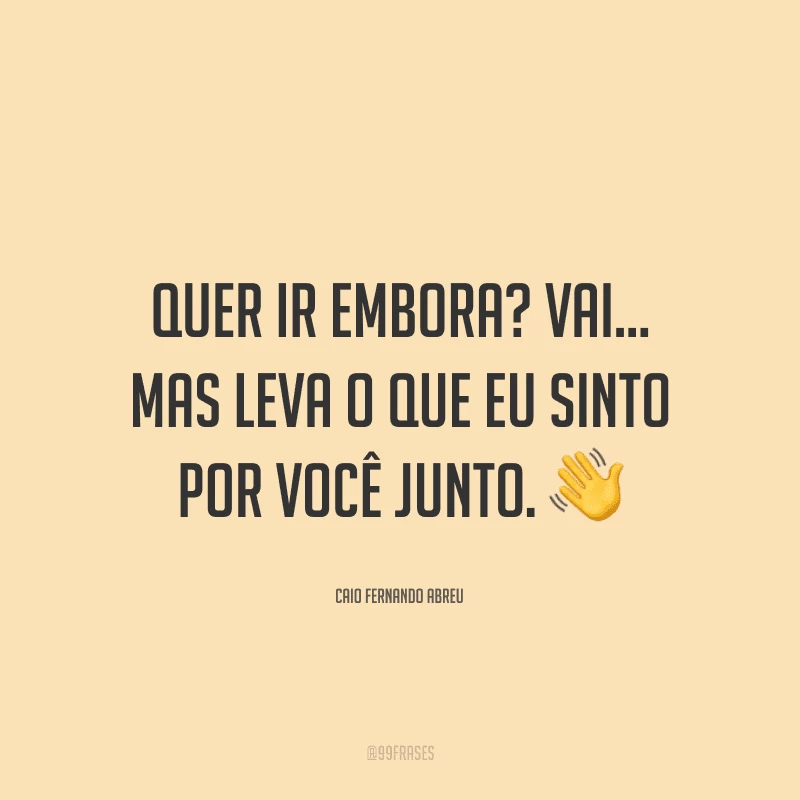 Quer ir embora? Vai... Mas leva o que eu sinto por você junto.