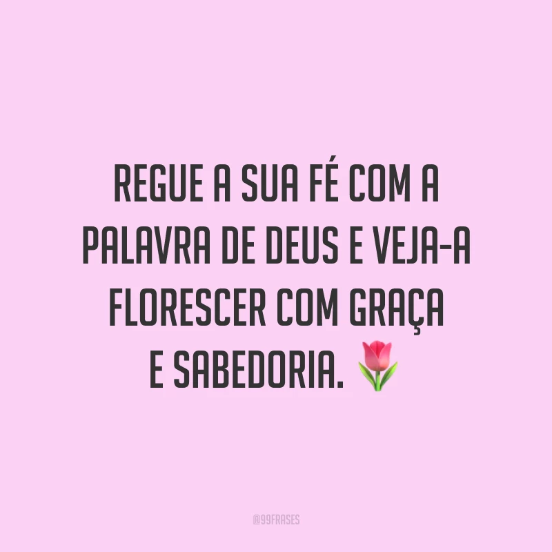 Regue a sua fé com a palavra de Deus e veja-a florescer com graça e sabedoria. 🌷