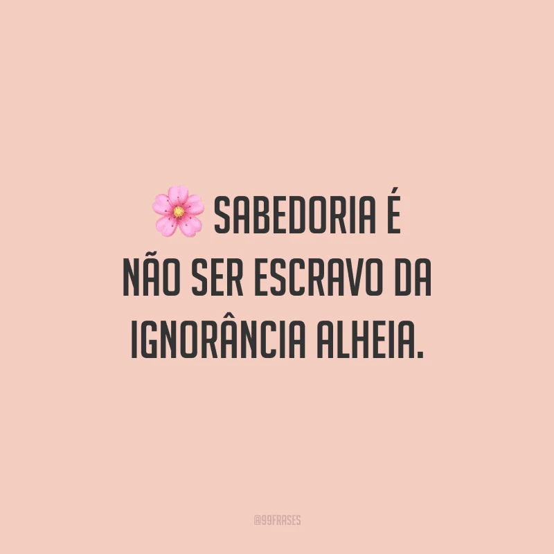 Sabedoria é não ser escravo da ignorância alheia.