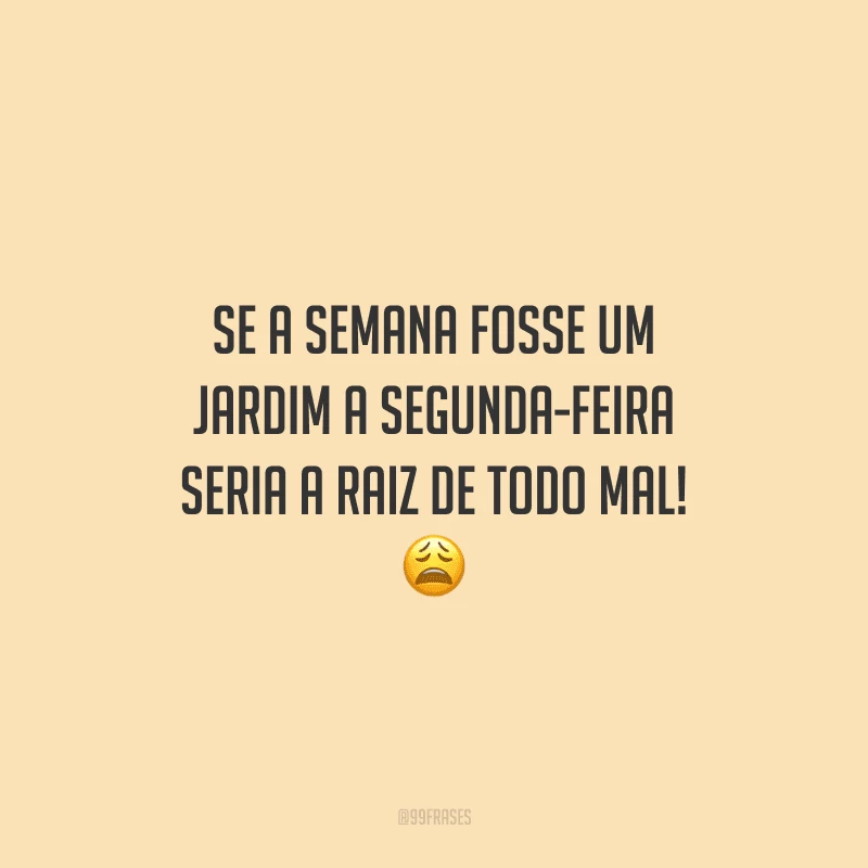Se a semana fosse um jardim a segunda-feira seria a raiz de todo mal! 