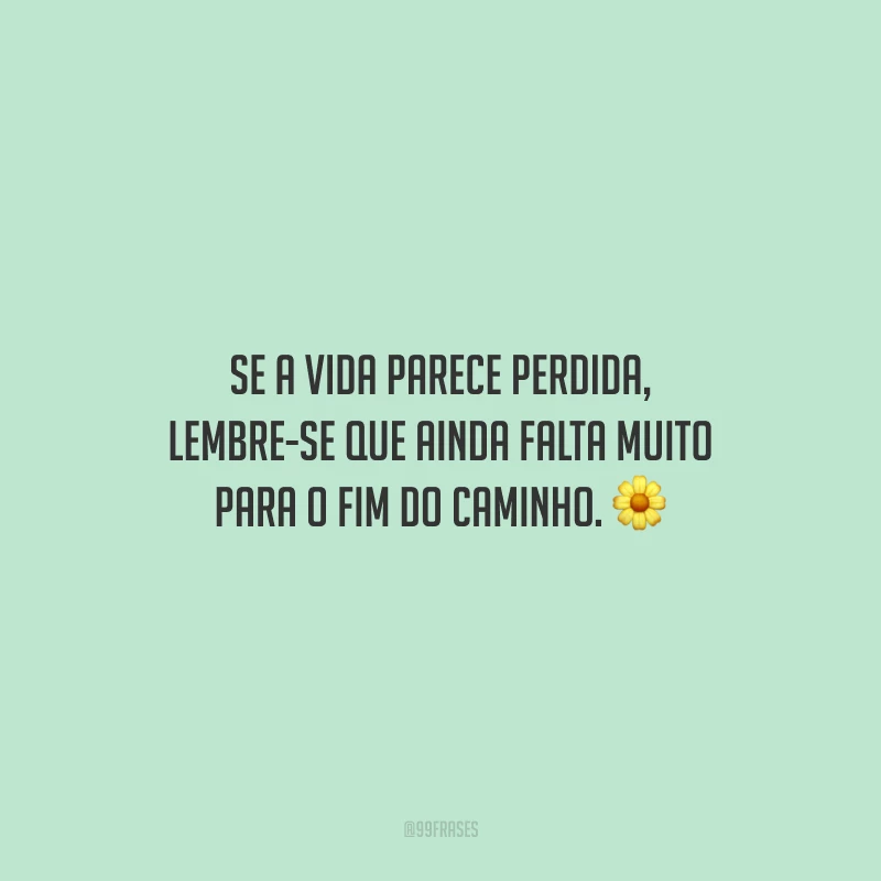 Se a vida parece perdida, lembre-se que ainda falta muito para o fim do caminho.