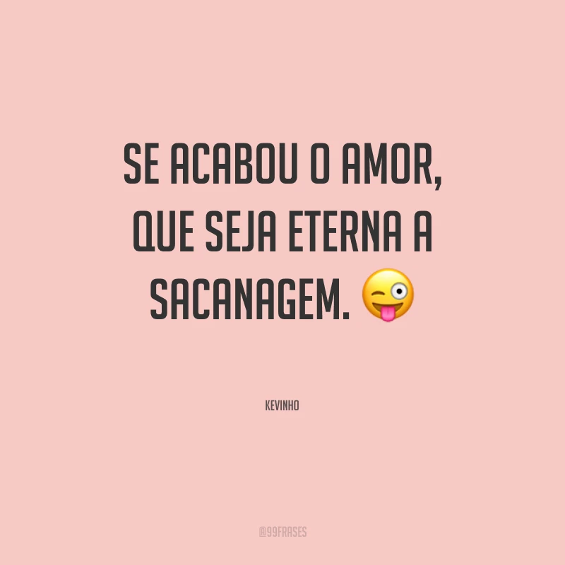 Se acabou o amor, que seja eterna a sacanagem.