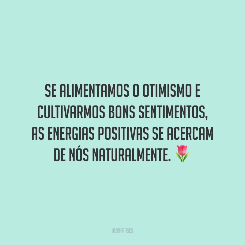 Se alimentamos o otimismo e cultivarmos bons sentimentos, as energias positivas se acercam de nós naturalmente.