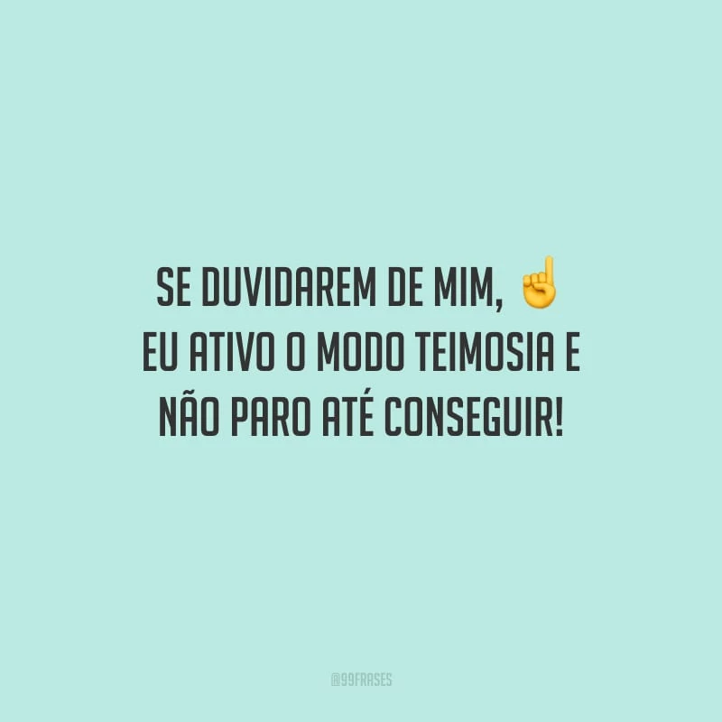 Se duvidarem de mim, eu ativo o modo teimosia e não paro até conseguir!