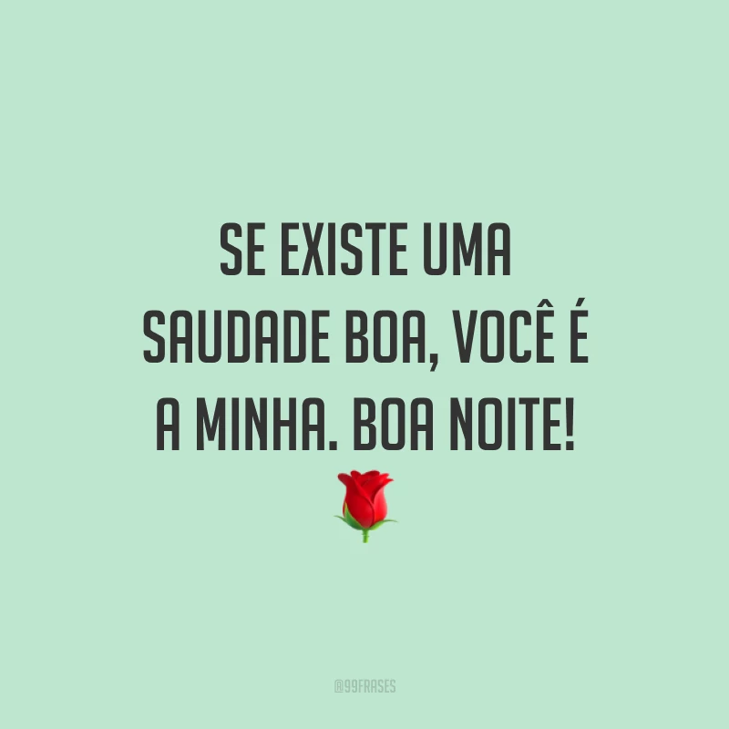 Se existe uma saudade boa, você é a minha. Boa noite! 🌹