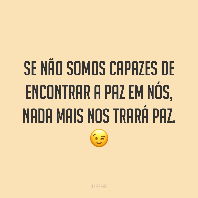 Se não somos capazes de encontrar a paz em nós, nada mais nos trará paz. ?