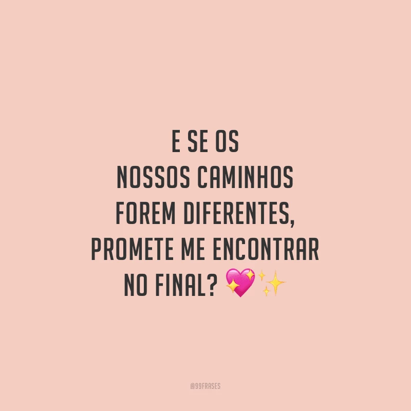 E se os nossos caminhos forem diferentes, promete me encontrar no final?