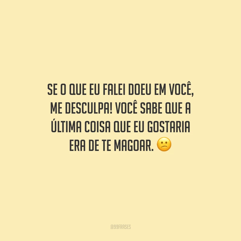 Se o que eu falei doeu em você, me desculpa! Você sabe que a última coisa que eu gostaria era de te magoar. 