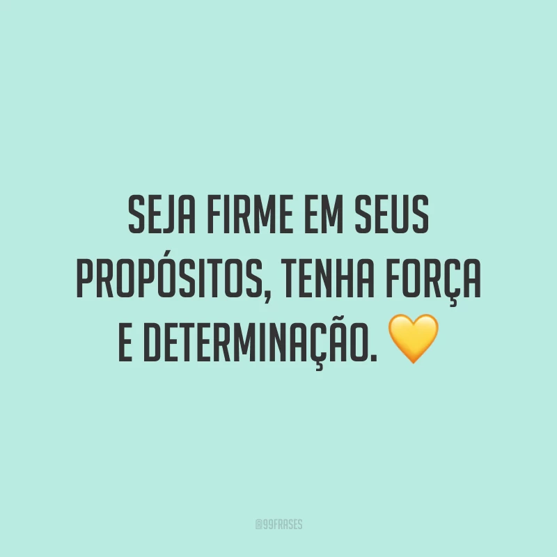 Seja firme em seus propósitos, tenha força e determinação. 💛