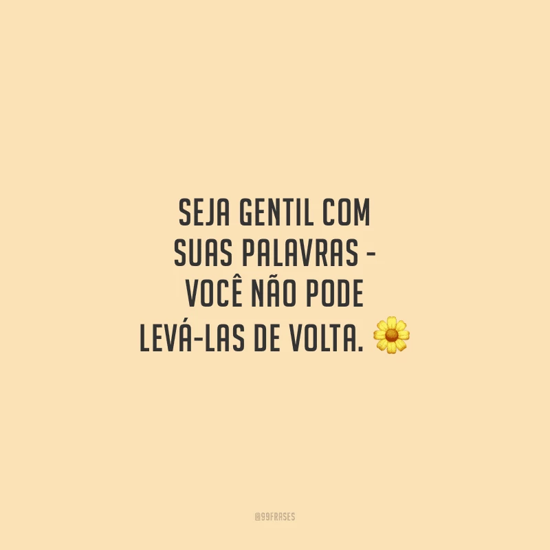 Seja gentil com suas palavras - você não pode levá-las de volta.