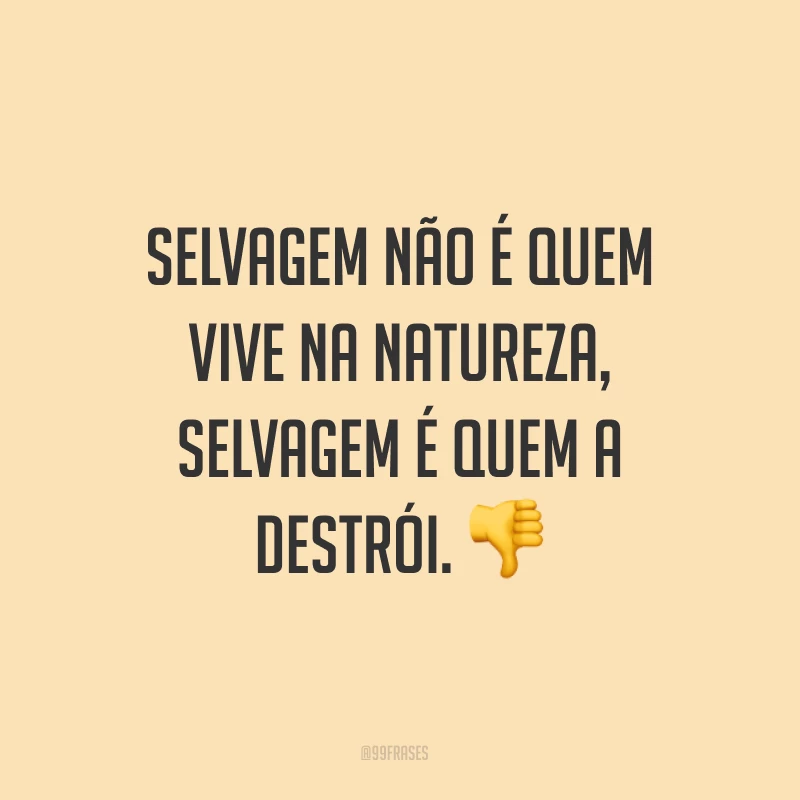 Selvagem não é quem vive na natureza, selvagem é quem a destrói. ?