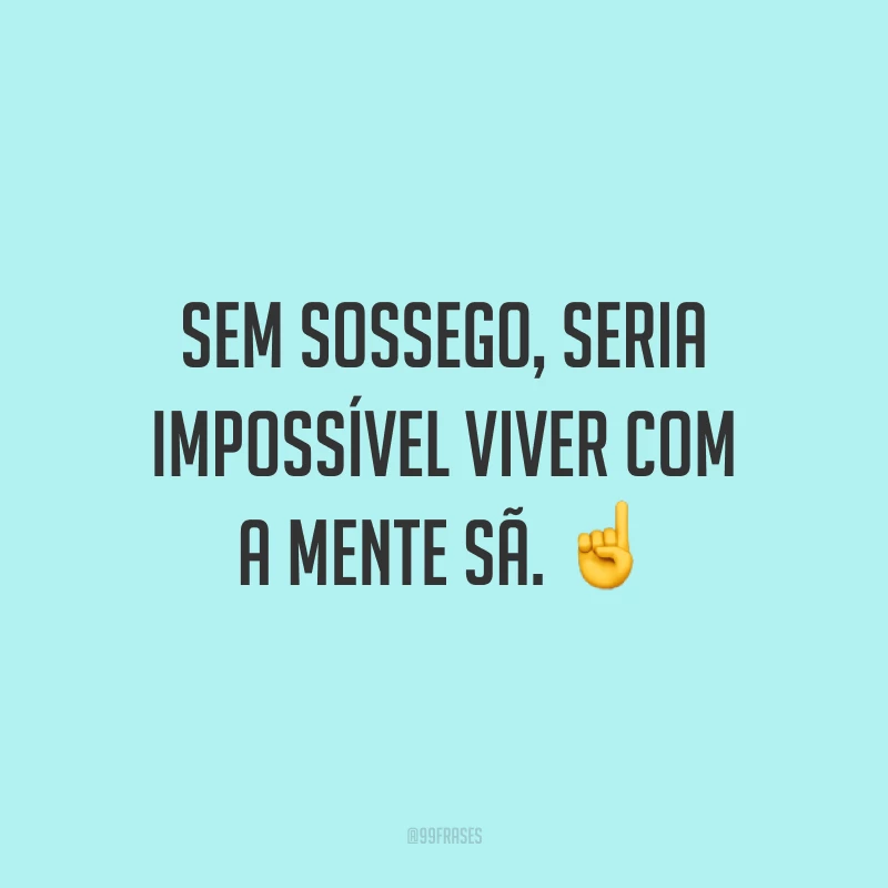 Sem sossego, seria impossível viver com a mente sã. ☝️