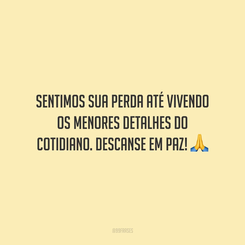 Sentimos sua perda até vivendo os menores detalhes do cotidiano. Descanse em paz!
