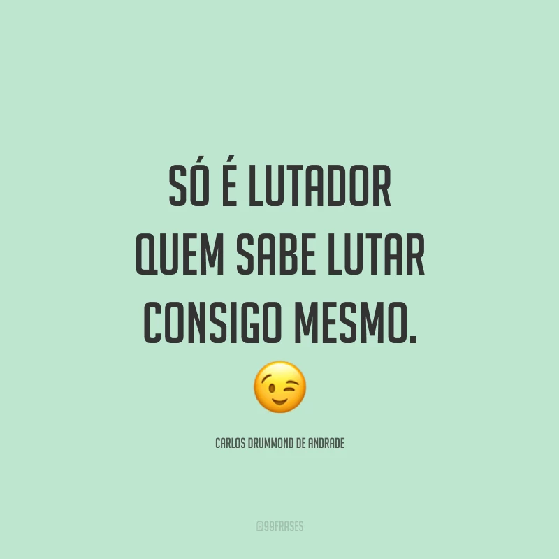 Só é lutador quem sabe lutar consigo mesmo. 😉