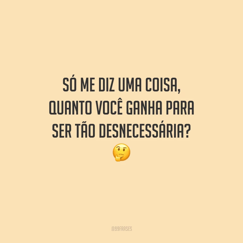 Só me diz uma coisa, quanto você ganha para ser tão desnecessária?