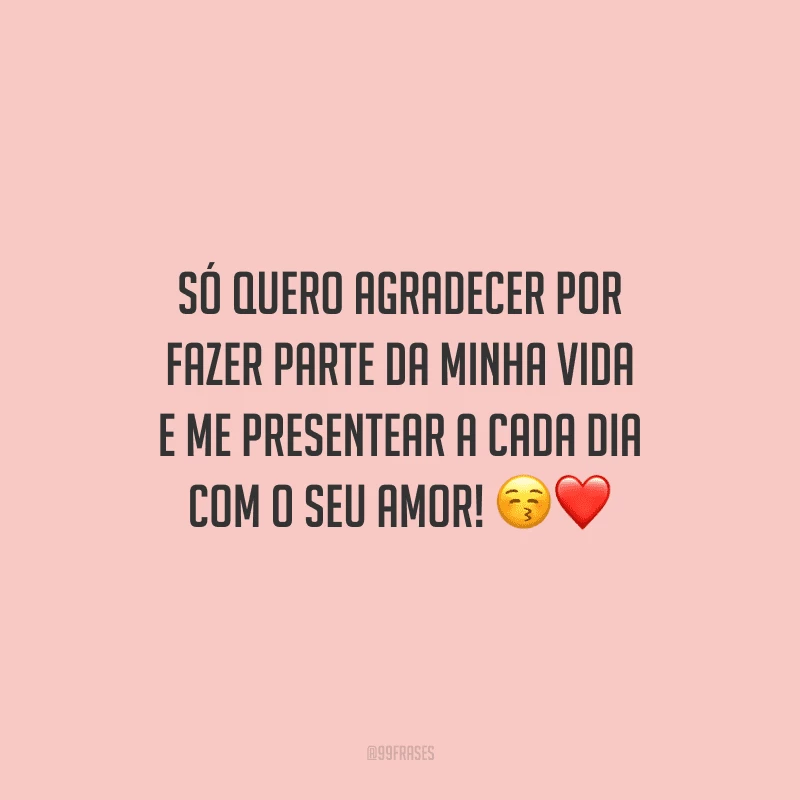 Só quero agradecer por fazer parte da minha vida e me presentear a cada dia com o seu amor!