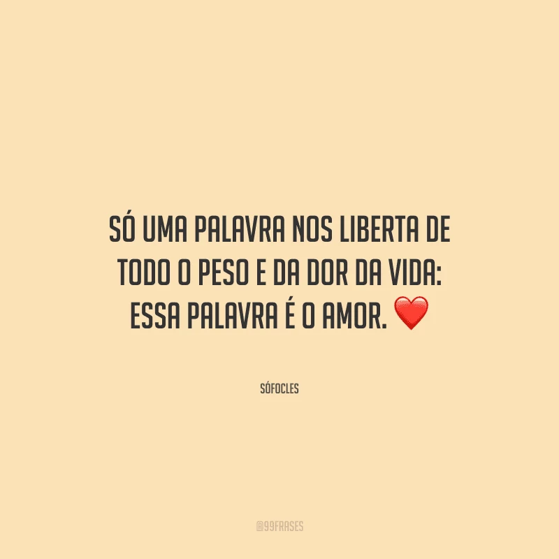 Só uma palavra nos liberta de todo o peso e da dor da vida: essa palavra é o amor. 