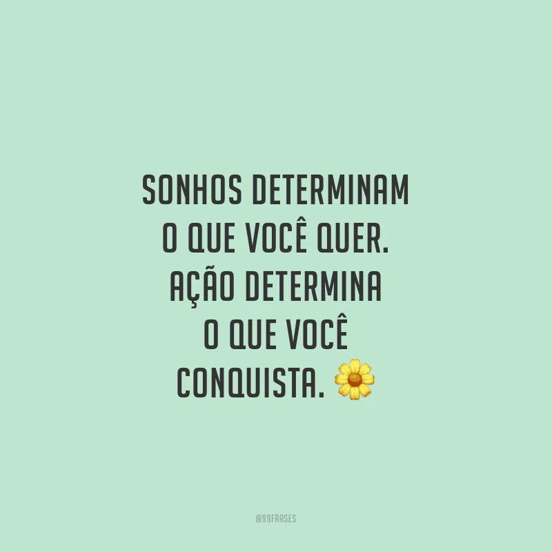 Sonhos determinam o que você quer. Ação determina o que você conquista.