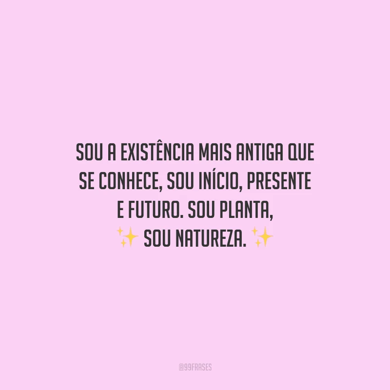 Sou a existência mais antiga que se conhece, sou início, presente e futuro. Sou planta, sou natureza.
