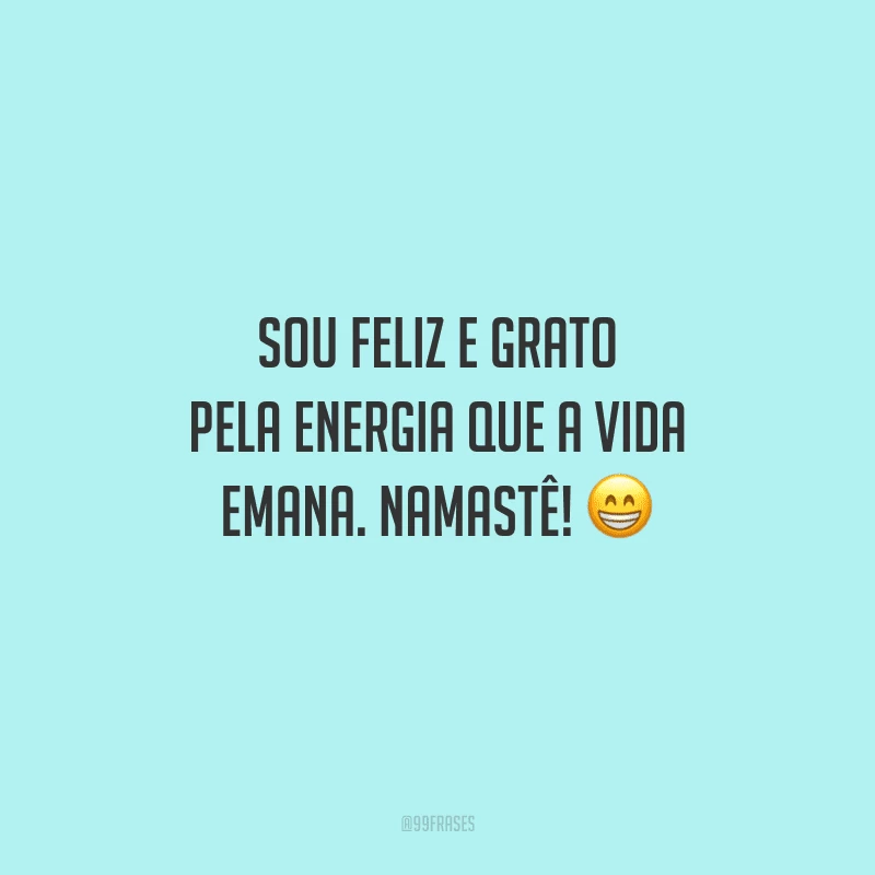 Sou feliz e grato pela energia que a vida emana. Namastê! 