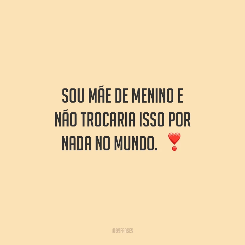 Sou mãe de menino e não trocaria isso por nada no mundo.  