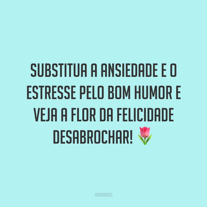 Substitua a ansiedade e o estresse pelo bom humor e veja a flor da felicidade desabrochar! 🌷