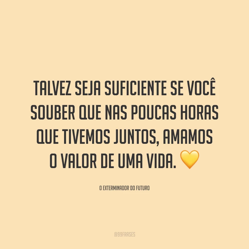 Talvez seja suficiente se você souber que nas poucas horas que tivemos juntos, amamos o valor de uma vida. 💛