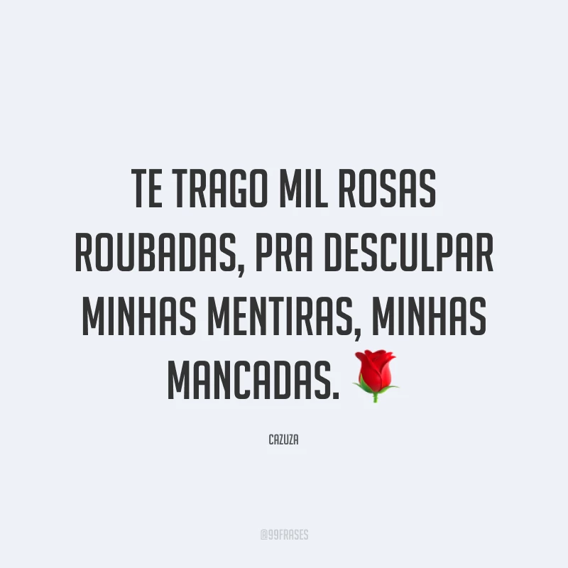 Te trago mil rosas roubadas, pra desculpar minhas mentiras, minhas mancadas. ?