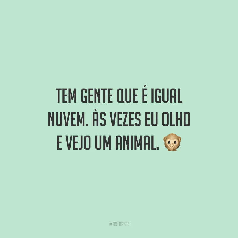 Tem gente que é igual nuvem. Às vezes eu olho e vejo um animal. 