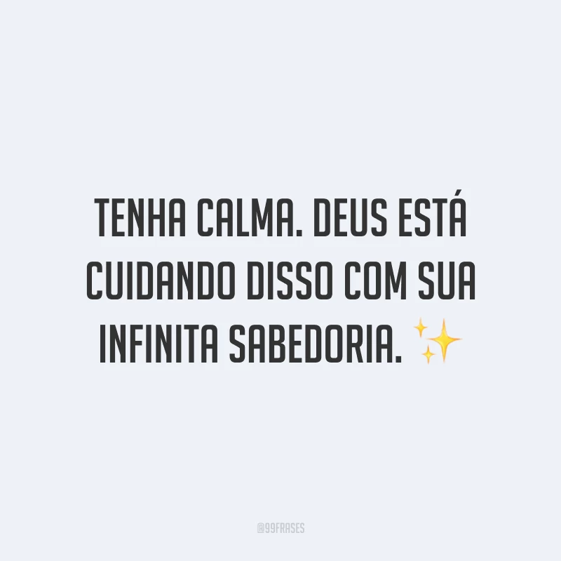 Tenha calma. Deus está cuidando disso com sua infinita sabedoria. ✨